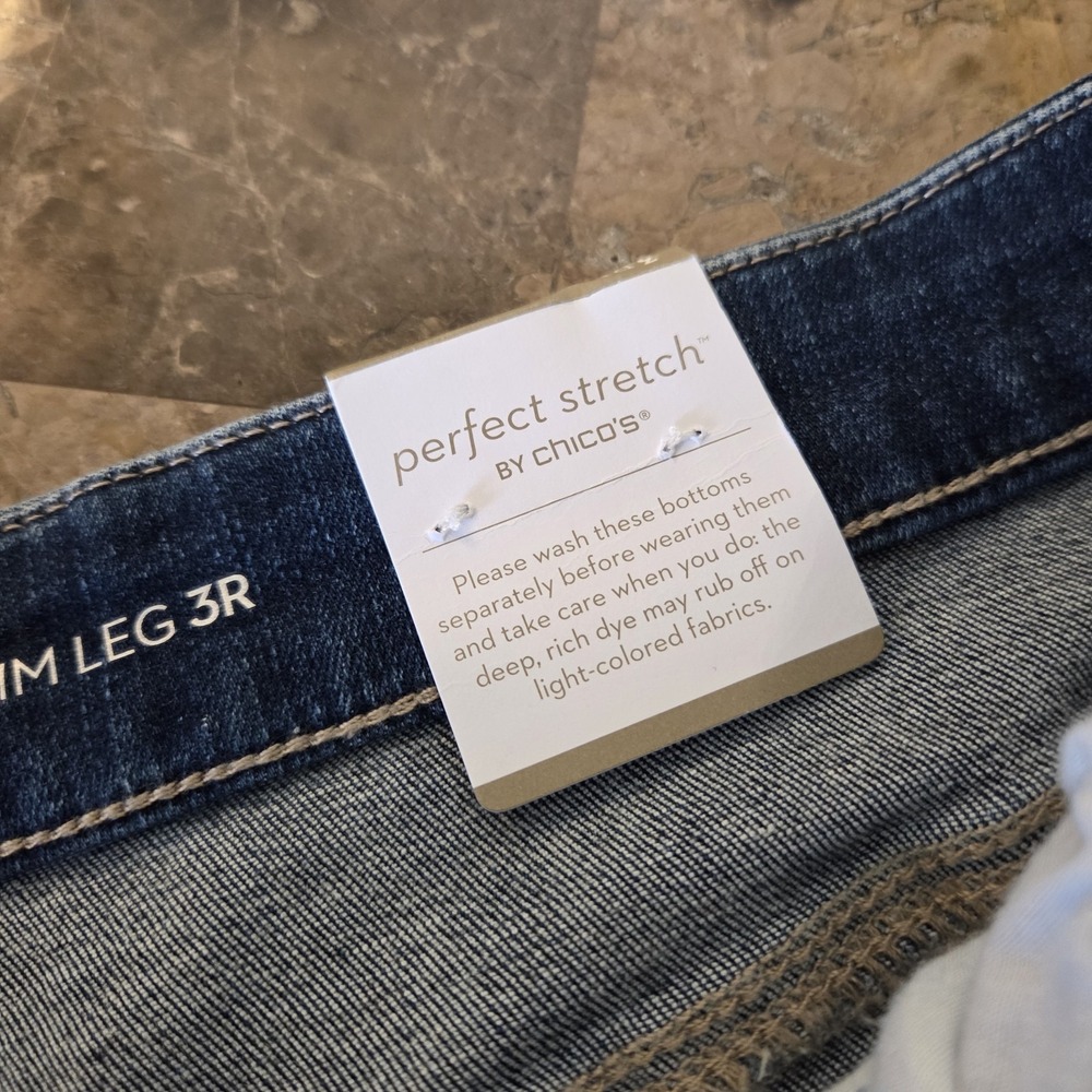 Chico's sz 3R Perfect Stretch Girlfriend Slim Leg Jeans NWT XL/16 casual denim‎ - Picture 10 of 15